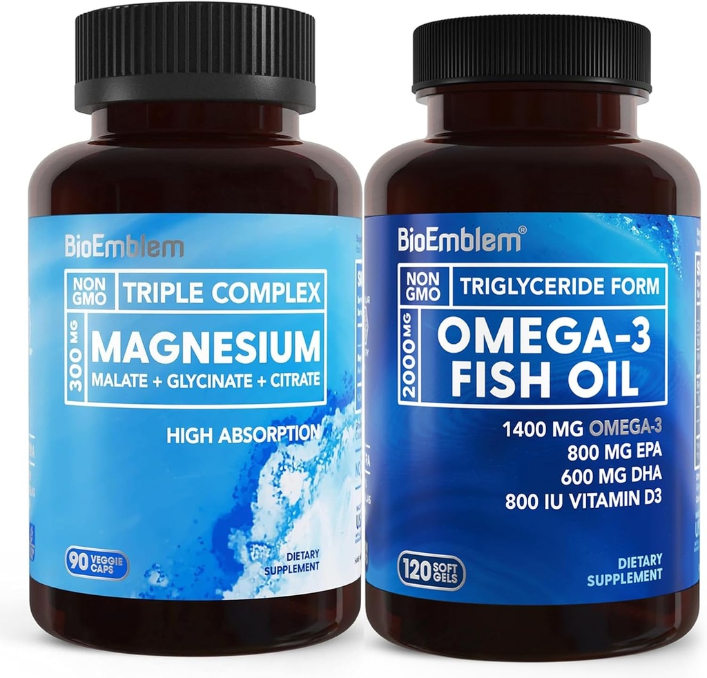 Bioemblem Triple Magnesium Complex og Bioemblem Omega-3 Fiskeolie 2000mg