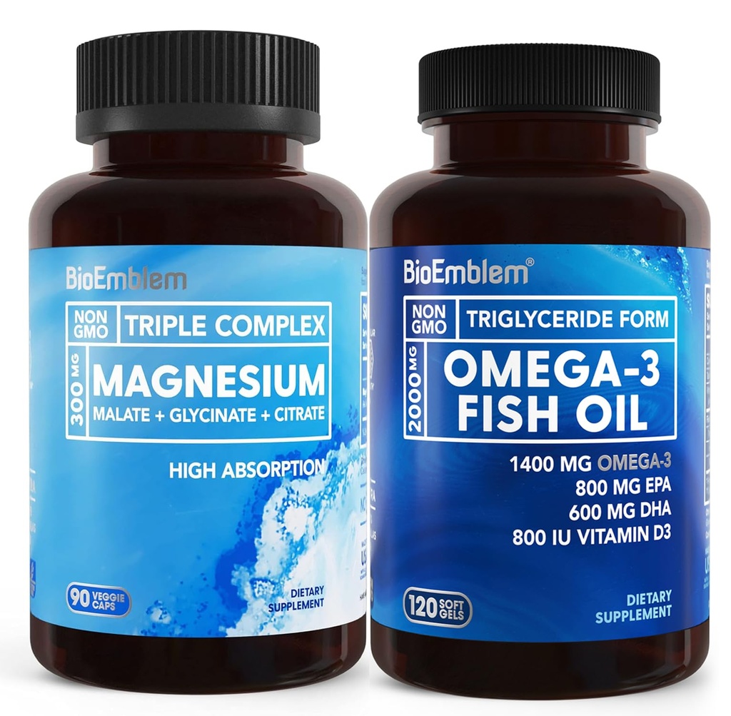 Bioemblem Triple Magnesium Complex og Bioemblem Omega-3 Fiskeolie 2000mg