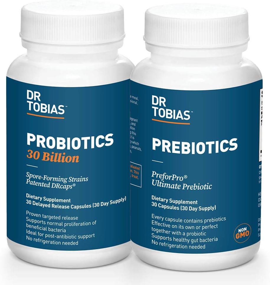 Dr. Tobias Probiotika 30 milliarder & Prebiotika støtte fordøjelse & Gut sundhed