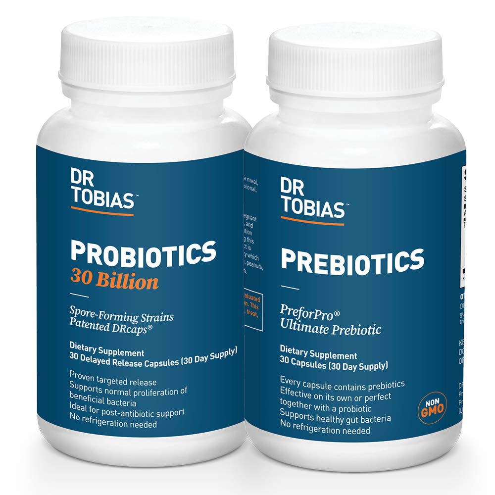 Dr. Tobias Probiotika 30 milliarder & Prebiotika støtte fordøjelse & Gut sundhed
