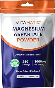 Vitamatic Magnesium Aspartat 1000mg per Servering Understøtter muskler, fælles, og hjerte sundhed 250 Bedste - 250 Servere