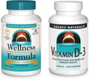 Kilde Naturals Wellness Formel og 5000 iu vitamin D-3, 240 kapsler i hver flaske