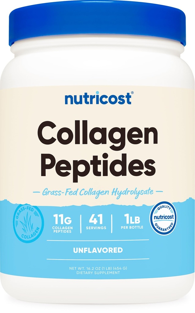 Nutricost Collagen Peptider Powder 1LB (454 G) - Grass Fed Bovine Collagen Hydrolysat (Unflavored)