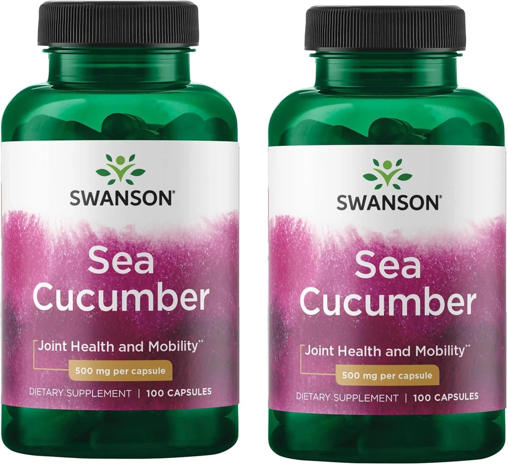 Swanson Sea Cuckumber - Natural Supplement Fremme af fælles sundhed og mobilitet - Understøtter Cartiage Protection & Connective Tissue Health - (100 kapsler, 500mg Hver) (2 Pack)
