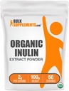 BulkSupplements.com Organic Inulin Extract Powder - Fiber Supplement, Urtetilskud - Inulin Powder Organic, Gluten Free - 2g per Serving, 100g (3,5 oz) (Pack of 1)
