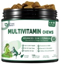 NATUR TARGET Multivitamin til hunde - med MSM & Glucosamin, Omegas 3 & 6, Probiotika til fordøjelsessygdomme, fælles støtte, hud & Coat, immunsystem & samlet sundhed 120 bløde tykkere