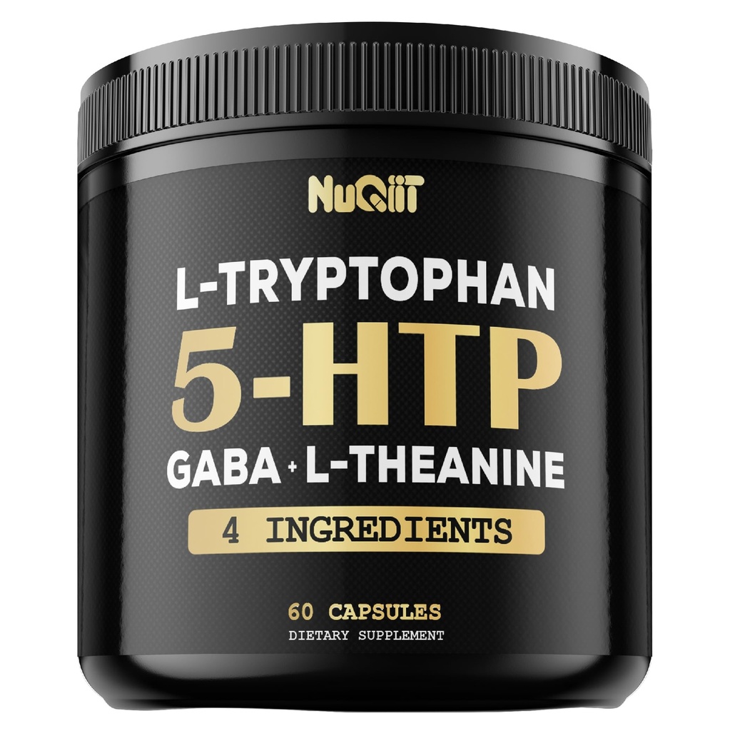 5 HTP 200mg GABA 500mg L- Theanine 200mg L- Tryptophan 100mg Supplement - Support Brain, Circulation Health, Concentration & Rest Well - 60 kapsler til 1 måned - 4in1 Premium Blend