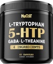 5 HTP 200mg GABA 500mg L- Theanine 200mg L- Tryptophan 100mg Supplement - Support Brain, Circulation Health, Concentration & Rest Well - 60 kapsler til 1 måned - 4in1 Premium Blend