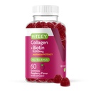 Viteey Collagen Gummies med Biotin Gummies til hår hud og negle Vitaminer - Biotin og Collagen Kosttilskud til kvinder & mænd - Vegan, Gluten- Free - 60 Greve