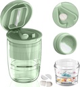 Pill Cutter Splitter med Dispenser, Pill Cutter til små eller store piller, Knuser piller, Vitaminer, Tablets, Stainless Steel Blade, Aftagelig Drikkekop (Green-1)