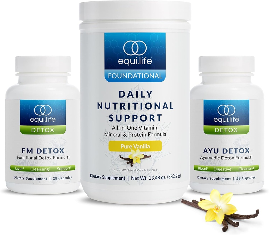 Equilife Dr. Cabral Detox, 7 Day Program med Plant Based Protein, Vitaminer, Aminosyrer, & Minerals to Support Full Body Balance, Meal Erstatning Powder, Vegan, Gluten Free, Vanilla, 14 Servere