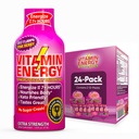 Vitamin Energi B12 11.000% Ekstra styrke Energi Shot Pink Berry 24 Pack, 260mg Naturlig Koffein, B12 & B6, Nootropt Focus, Vitality, Zero Sugar, Gluten- Free, Vegan, Kosher, 1.93 fl oz