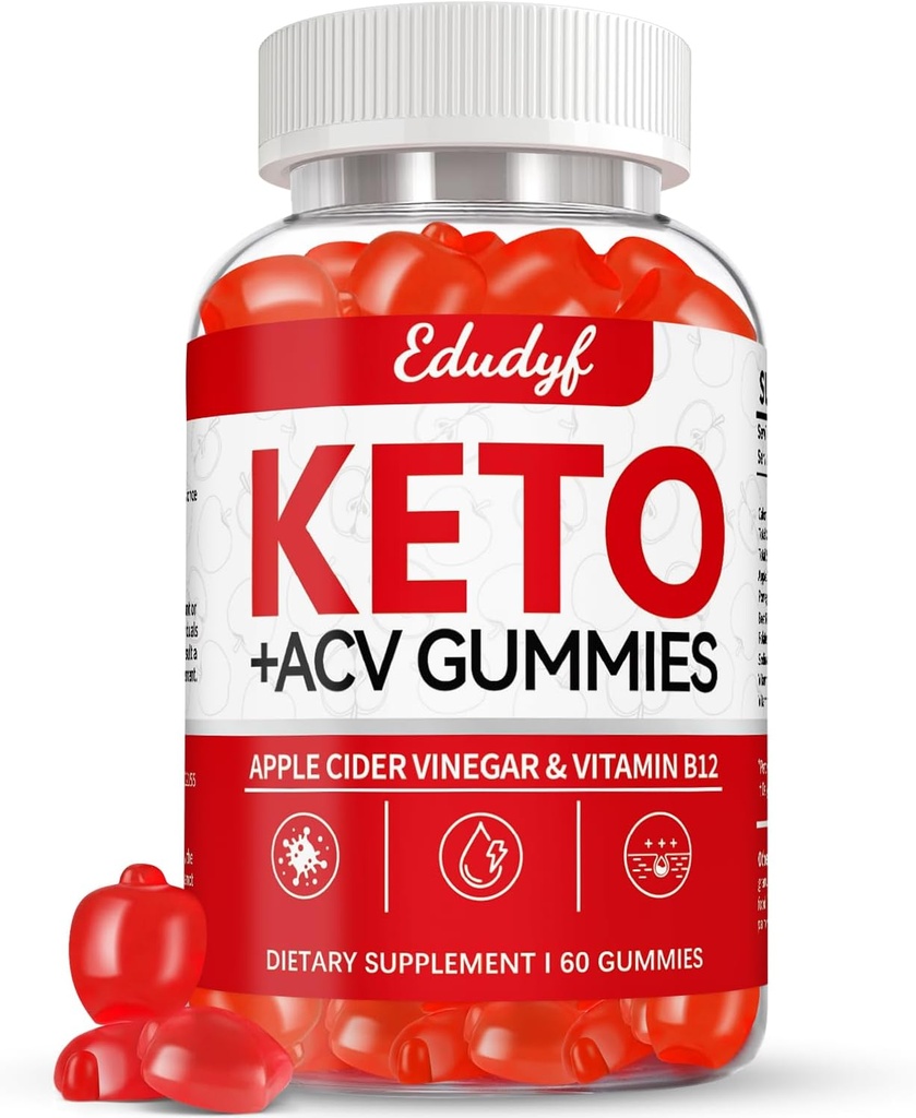 Keto ACV Gummies - 60 Count Gluten- Free, Gelatin- Free Apple Cider Vincifer Gummies med B12 for Keto Support, Vegetar, Unique Flavor, Praktisk Flavoired Supplement for mænd og kvinder