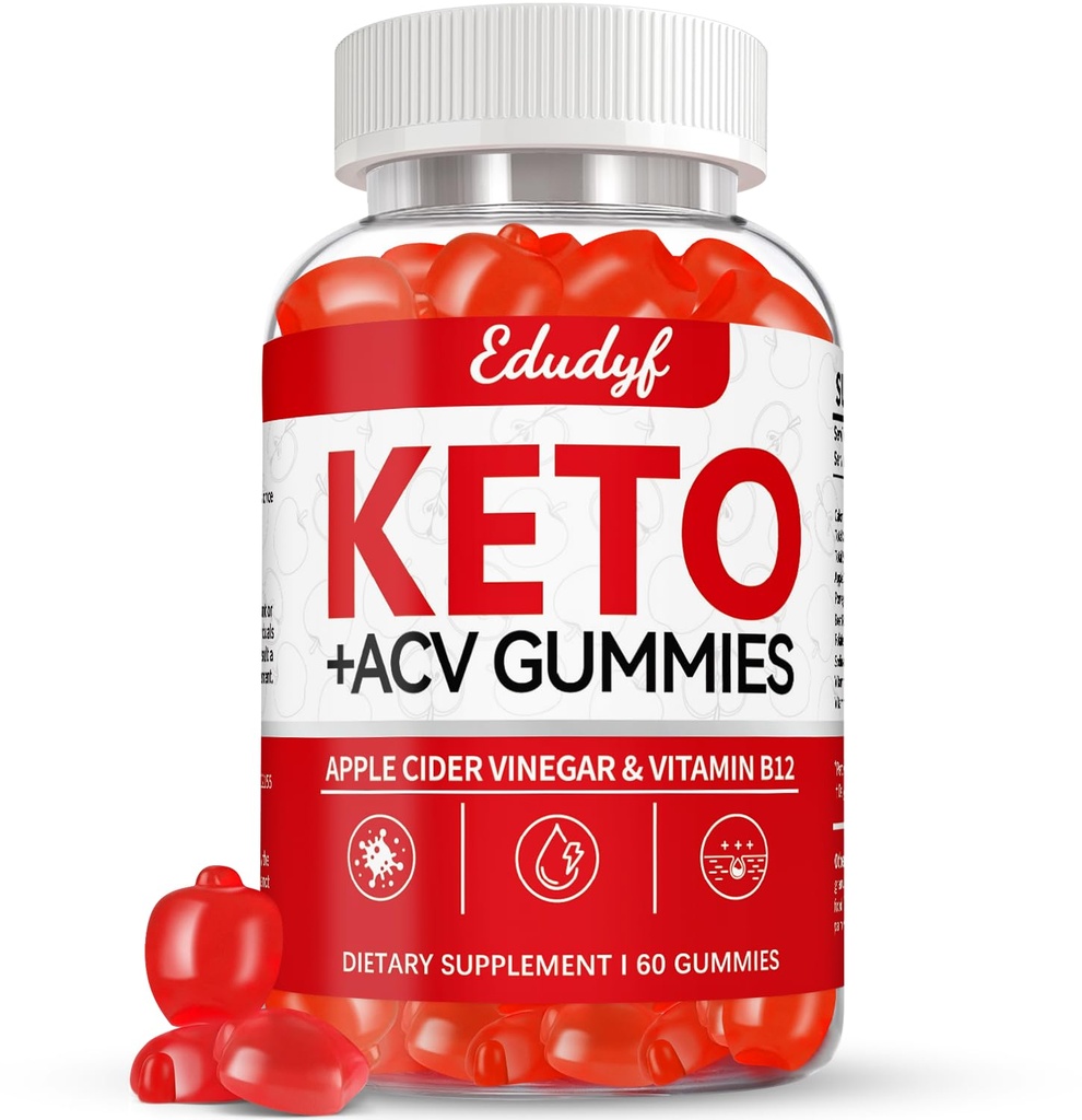 Keto ACV Gummies - 60 Count Gluten- Free, Gelatin- Free Apple Cider Vincipes Gummies med B12 til Keto Support, Vegetar, Unique Flavor, Praktisk Flavoired Supplement for mænd og kvinder