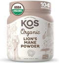 KOS Organic Lions Mane Powder - Natural Nootrop Superfood - Vegansk Funktionel Mushroom, Plant Based, USDA Certified, Non- GMO, Soy & Gluten- Free - 104 Serveringer