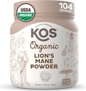 KOS Organic Lions Mane Powder - Natural Nootrop Superfood - Vegansk Funktionel Mushroom, Plant Based, USDA Certified, Non- GMO, Soy & Gluten- Free - 104 Serveringer