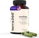 Moringa Kapsler 800 mg - 60 Kapsler, Moringa Pure Kapsler, Kraftfuld Grøn Superfood, Gluten Gratis, Non- GMO, Energi, Hud, Immun & Gut Sundhed, Made in USA
