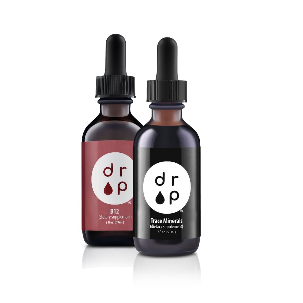 Drop Kosttilskud Organic Trace Minerals Electrolyte Drops and Vitamin B12 2500 mcg 2 oz Liquid Drops Bundle