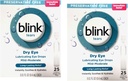 Blink Tårer Konserveringsfri Smørende øjendråber, Øjeblikkelig og Længerevarende Relief for tørre øjne, 25 Steril Single-use Hætteglas, 0,01 FL OZ (0,4 ml) Hver (pakke med 2)
