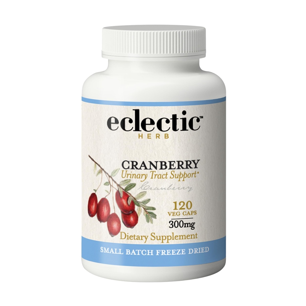 Eclectic Herb - Premium Fryse Tørrede Cranberry Kapsler; Urinary Tract Support • 124; Cranberry Supplement for Urinary Tract Health • 124; Organic, Non- GMO, Vegan (120 CT • 124; 300 mg)