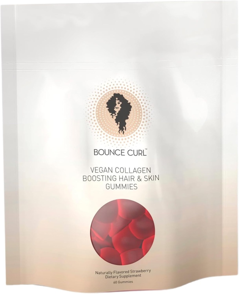Bounce Curl Vegan Collagen Boosting Hår, Hud & Nails Gummies, 60 Jordbær Gummies