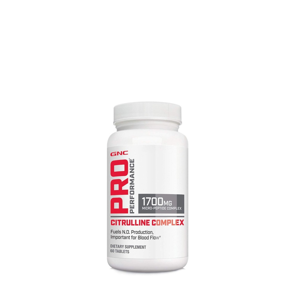 GNC Pro Performance Citrullin Complex 1700mg, 60 tabletter, Fuels Nitrogen Oxide Production for Sund Blood Flow