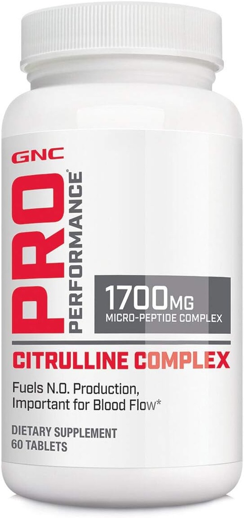 GNC Pro Performance Citrullin Complex 1700mg, 60 tabletter, Fuels Nitrogen Oxide Production for Sund Blood Flow
