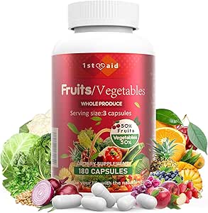 Første støtte Frugt - Veggies Nutritional- Supplement Home- Essential Dietary - Kapsler - 180 Tæl hele fødevarer Frugt og vegetabilske vitaminer Blandede Kosttilskud til Unisex