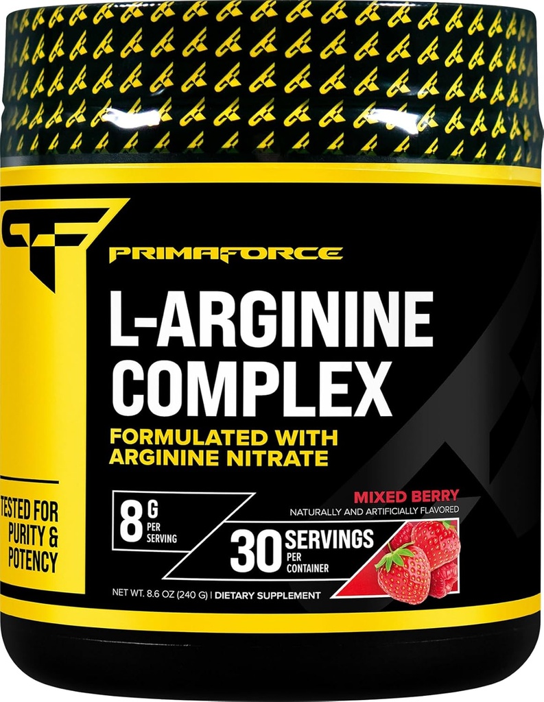 Primaforce L- Arginin Complex Powder (30 Serveringer per flaske; blandet berry) Kraftfuld Protein Building supplement til maksimale gevinster
