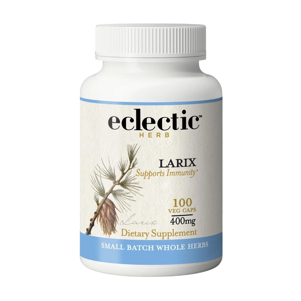 Eclectic Institute Raw Freeze- Tørred Non- GMO Larix Kapseler: 124; Immunforsvar, luftveje, og Ørestøtte: 124; 100 CT (400 mg)