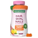 Nature 's Bounty Optimal Solutions Hår, Hud og Nails Collagen Pectin Gummies, 100 mg Collagen og 2.500 mcg Biotin Per Servering, Ingen Stick Gummy, Tropical Citrus Flavor, 200 ct, 100 Total Servering