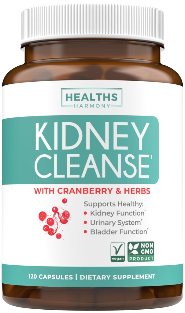 Chanca Piedra Kidney Cleanse Detox & Reparation - Urte Lever & Nyre Support Supplement med Cranberry Astragalus & mere til Cleansing Protective Support - Vegan Non- GMO & Lab Verified (4 Måned Supply)