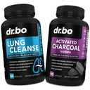 Lung Cleanse & Aktiveret kul kapsler - Respiratoriske kosttilskud & Organic Coconut Charcoal Pills til Mave Gas og Bloating Support - Herbal Detox til Lunger, Bronchial Sundhed & Gut