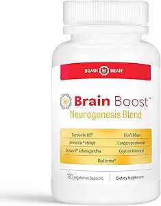 Brain Boost Kapsler 124; med Curcumin, Cordyceps, Hericium, Cylon Cinnamon, Renset Shilajit, og Ashwagandha; 30 Serveringer