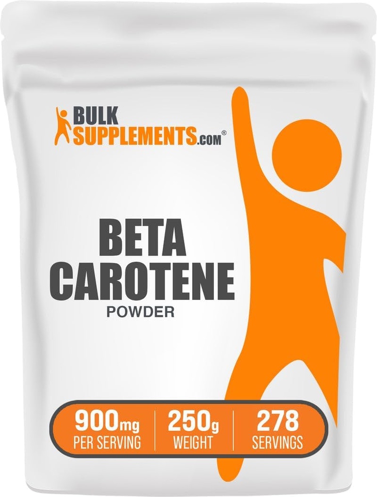 BulkSupplements.com Beta Carotene Powder - Beta Carotene Supplement, Vitamin A Supplement for Immune and Vision Support - Gluten Free, 900mg per Serving, 250g (8.8 oz) (Pack of 1)