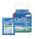 Claritin Allergi Medicin for voksne, 24- timers Non- Drowsy Lorazine 10mg piller, Antihistamin, 30 tabletter + 1ct On- The- Go Relief