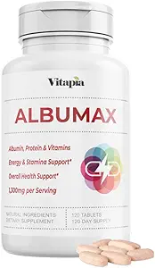 Albumin tillæg med B-vitamin Complex, Aminosyrer, Egg White & Whey Protein Powder - Energy, Stamina, Immun, Wellness Support - 120 tabletter, Non- GMO, Gluten- Free