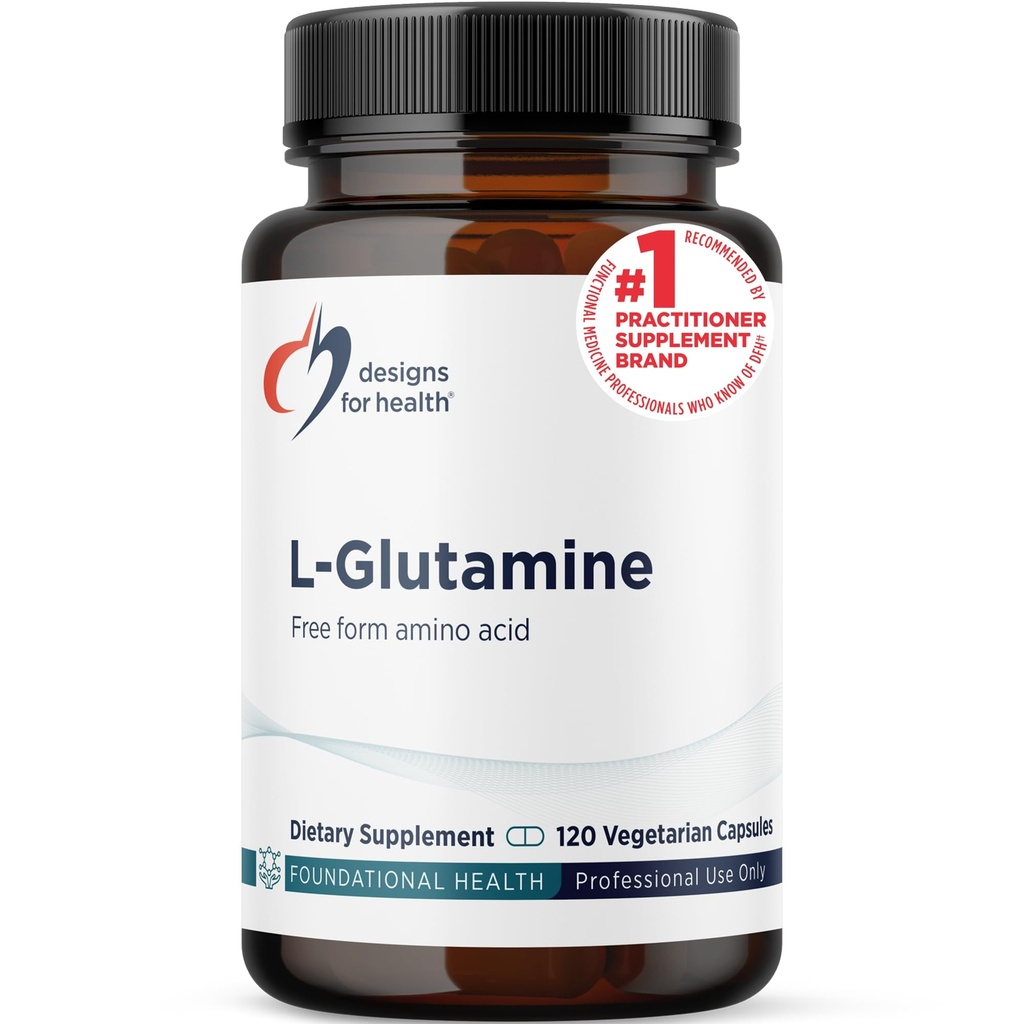 Design for sundhed L Glutaminkapsler - 850mg vegetariske aminosyrer supplement til støtte muskel opsving, fordøjelsesbesvær, immunforsvar + Gut sundhed - ikke-GMO + gluten fri (120 kapsler)