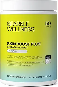Sparkle Wellness VERISOL Bioactive Hydrolyzed Collagen Peptider ttesmå 124; Collagen Powder supplement med C-vitamin & Hyaluronsyre til hår, hud, og negl sundhed stålet 124; Skin Boost Plus (ingen smag) [50- Serves]