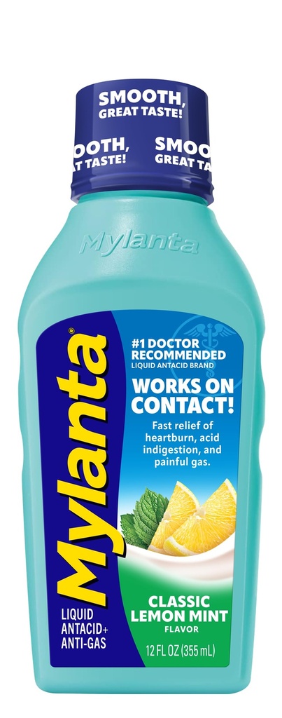 Mylanta Heartburn and Gas Relief, Flydende Antacida, Classic Flavor, 12 Fluid Ounce