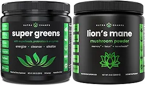 NutraChamps Green Super Food Powder & Lions Mane Powder