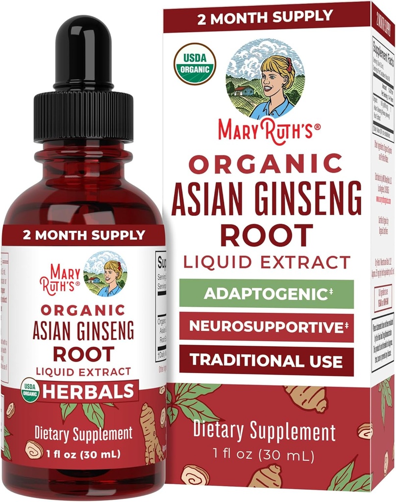 MaryRuth Organics Herbal Supplement Drop, Antioxidant, Boost Energy, Pack of 1, Ginseng Root for Vitality, Understøtter Fokus og Endurance, Vegan, Non- GMO, Gluten Free, 1 Fluid Ounces