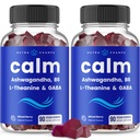 NutraChamps Calm Gummies, Stress Gummies Supplement med Ashwagandha, L- Theanine, GABA, Vitamin B6 & Lemon Balm, 90 Gummies (pakke med 2)