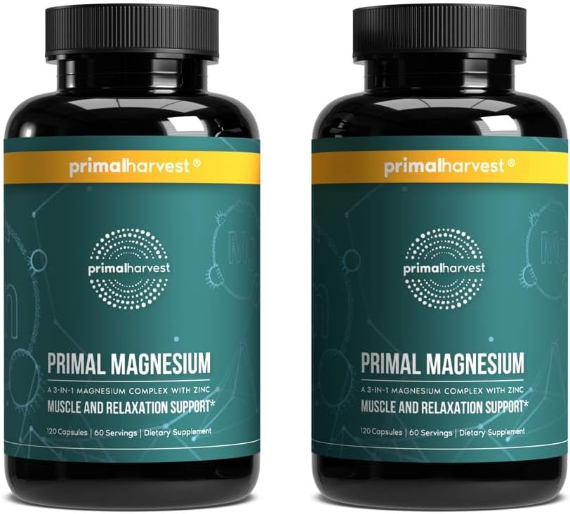 Primal Høst Magnesiumsupplement Complex 310mg af Primal Høst med Magnesium Glycinat, Citrat, Malat og Zink 2 pakning, 240 kapsler