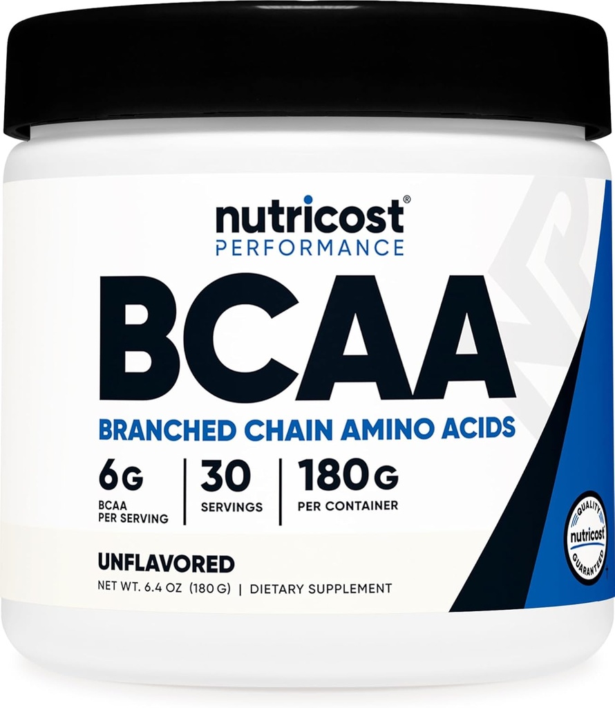 Nutricost BCAA Powder (Unflavored, 30 Servere) - Vegetar, Non- GMO, Gluten Free, Optimal 2: 1: 1 Ratio
