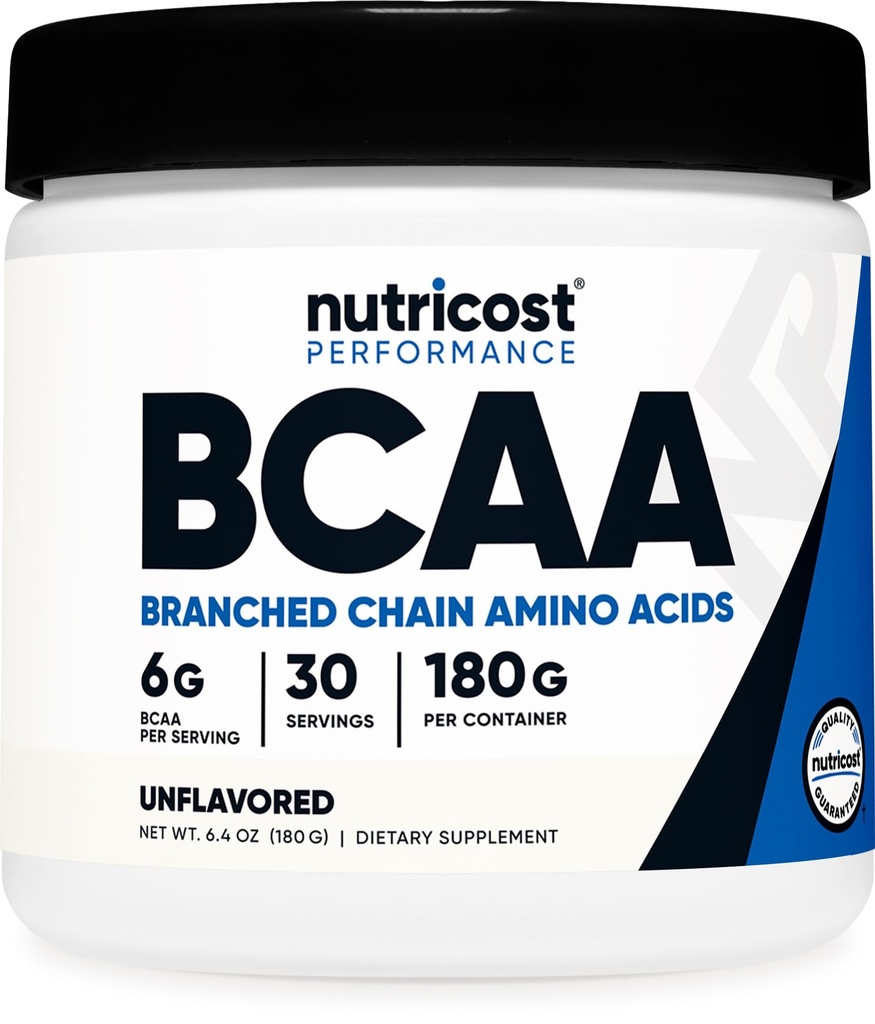 Nutricost BCAA Powder (Unflavored, 30 Servere) - Vegetar, Non- GMO, Gluten Free, Optimal 2: 1: 1 Ratio