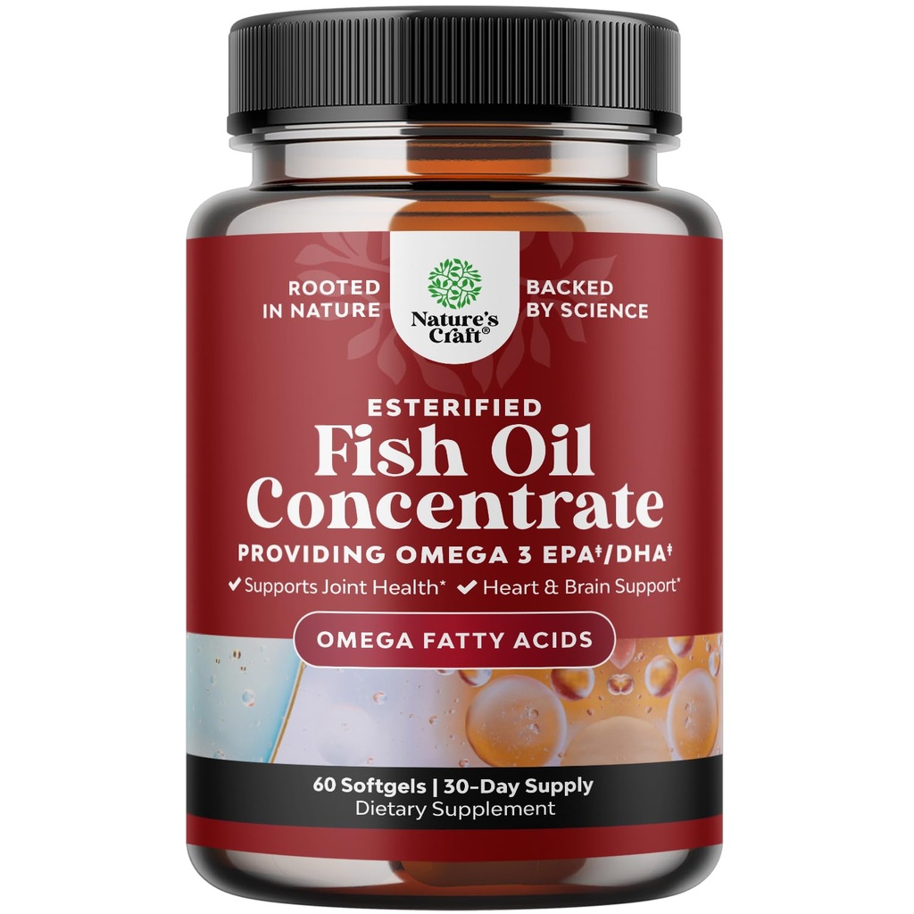 Omega 3 Fish Oil Supplement - EPA DHA Fish Oil Omega 3 Supplement med immunbooster Brain Vitaminer - Burpless 2000 mg per servering til Mood Boost Leverstøtte og PMS Relief Support