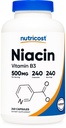 Nutricost Niacin (vitamin B3) 500 mg, 240 kapsler - med flushing, Non- GMO, Gluten Free