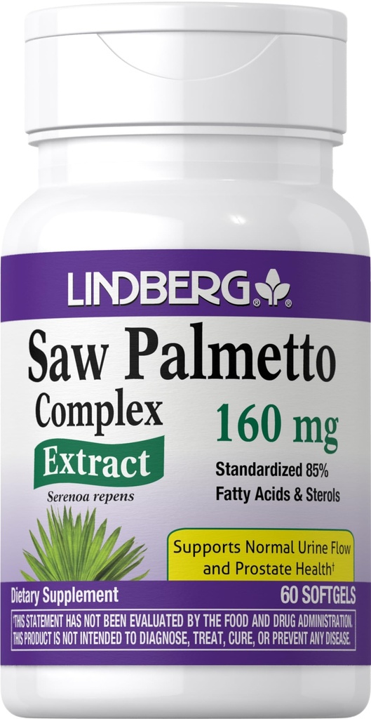 Lindberg Saw Palmetto Extract 124; 160 mg 1 124; 60 Softgels 1 124; for mænd og kvinder 124; Standardiseret Supplement 1 124; Non- GMO og Gluten Free