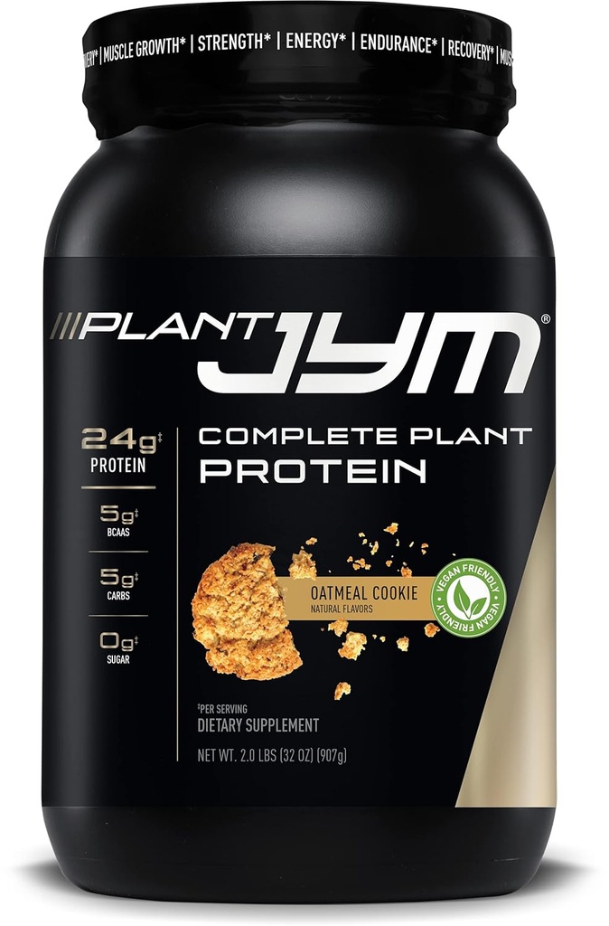 Plant JYM Havregryn Cookie Gourmet Dairy Free Plant Protein for Recovery, 5g BCAA, Lactose Free, Gluten Gratis for mænd og kvinder 2lbs